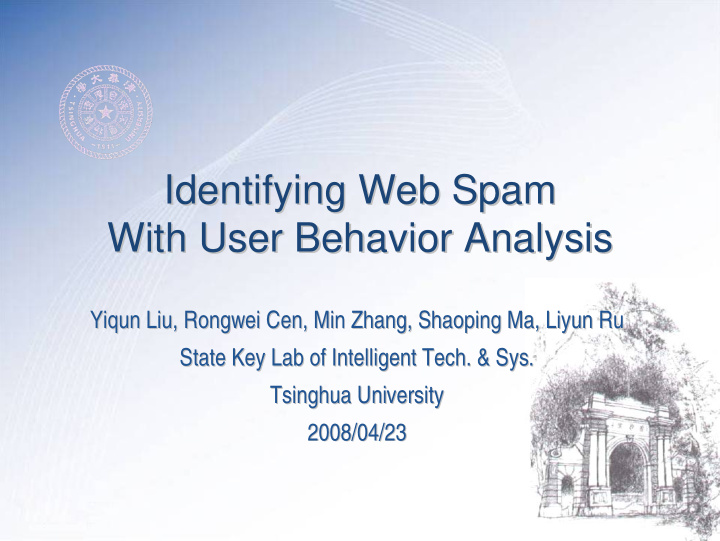 identifying web spam identifying web spam with user