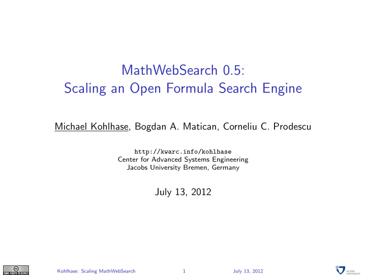 mathwebsearch 0 5 scaling an open formula search engine