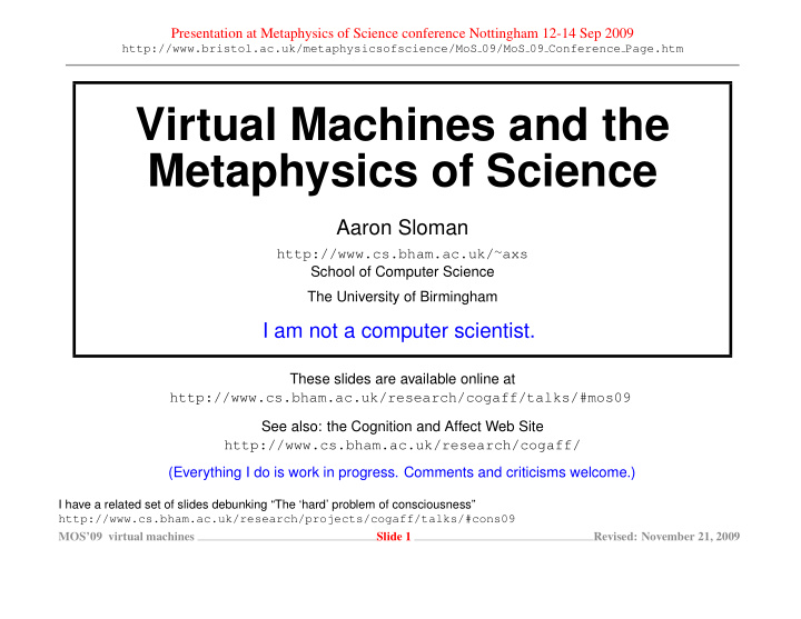 virtual machines and the metaphysics of science