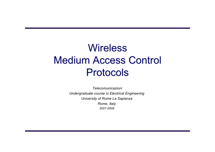 wireless wireless medium access control medium access