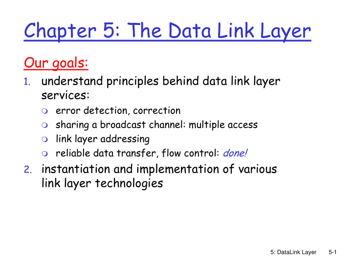 chapter 5 the data link layer