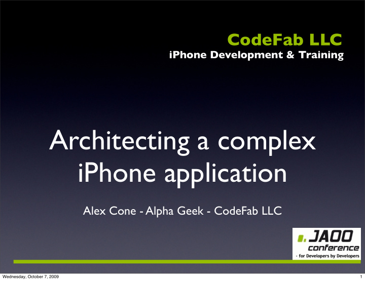 architecting a complex iphone application