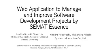 Web A  b Appl  pplicat  ation  on t  to  o Manage  anage  and  and Impr  prov  ove Sof  Software