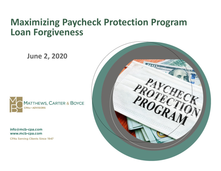 maximizing paycheck protection program loan forgiveness