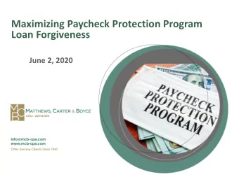 Maximizing Paycheck Protection Program  Loan Forgiveness  June 2, 2020  Presenters  2  Agenda