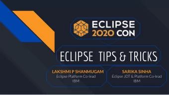 ECLIPSE  TIPS &amp; TRICKS  LAKSHMI P SHANMUGAM  SARIKA SINHA  Eclipse Platform Co-lead  Eclipse