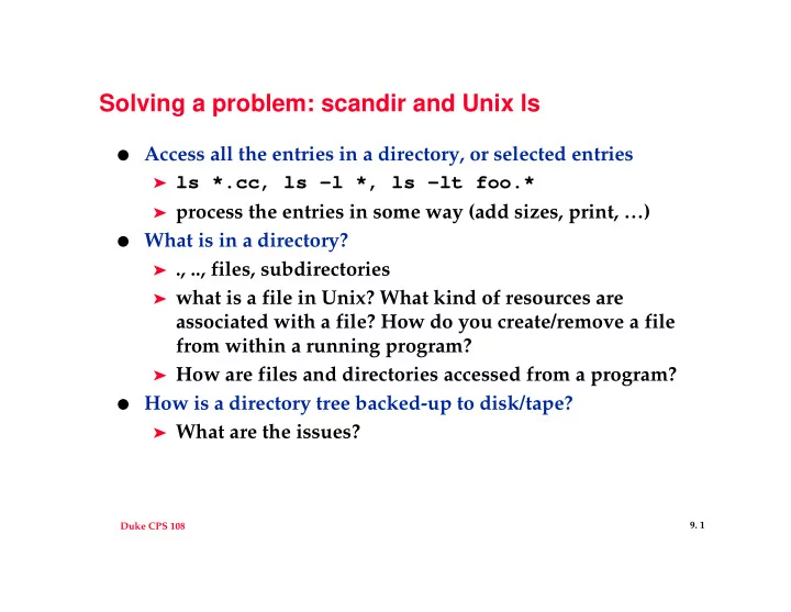 solving a problem scandir and unix ls