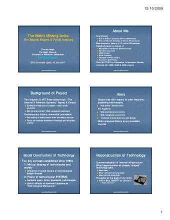 About Me  About Me  The Webs Missing Links:  The Webs Missing Links:  Dual training  Dual