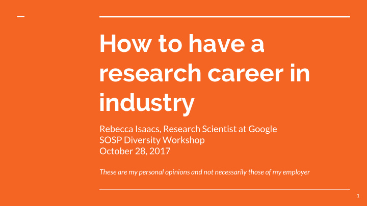 how to have a research career in industry