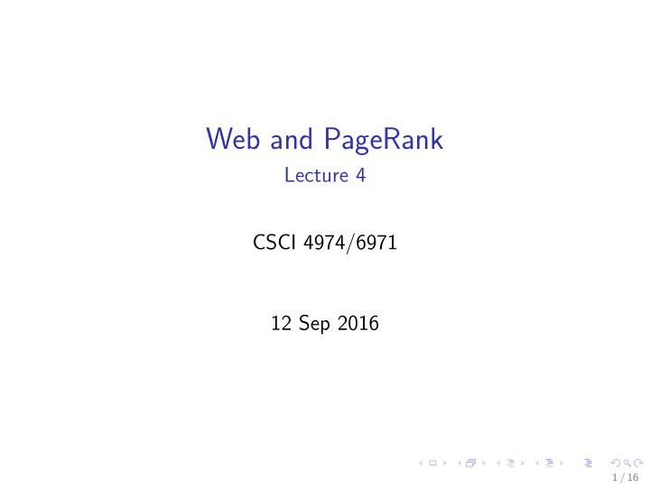 web and pagerank