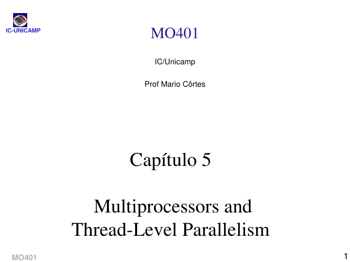 multiprocessors and thread level parallelism 1 mo401 t