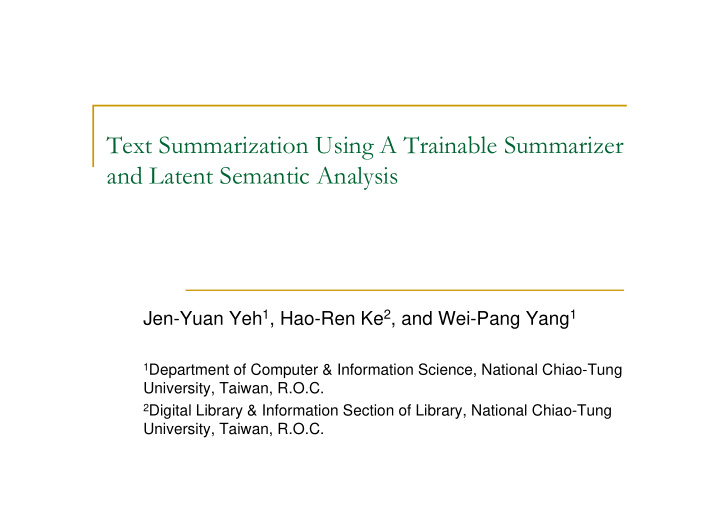 text summarization using a trainable summarizer and