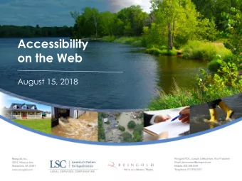 Accessibility  on the Web  August 15, 2018  A quick note  A transcript will be provided following