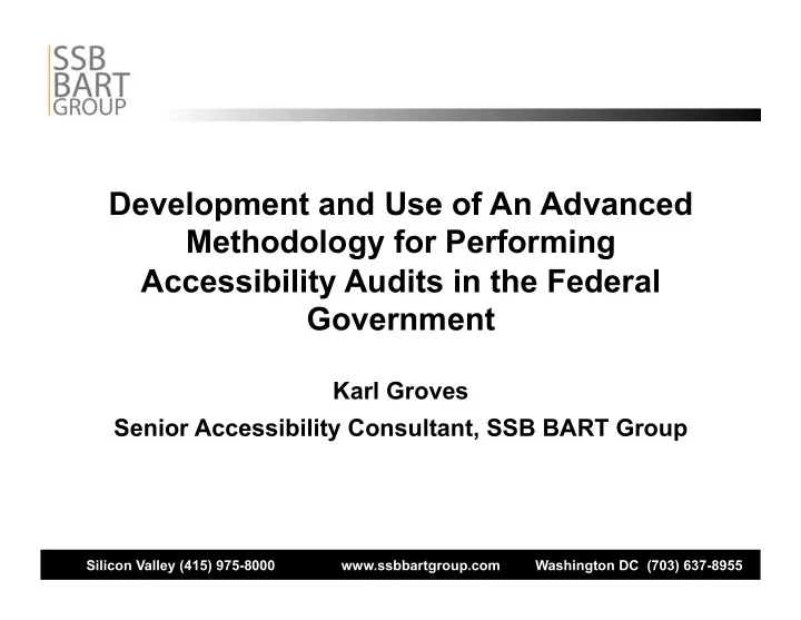 development and use of an advanced methodology for