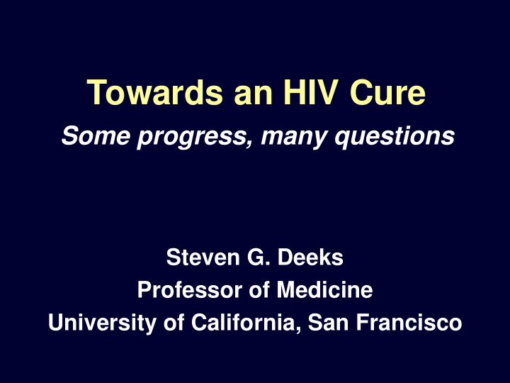 towards an hiv cure