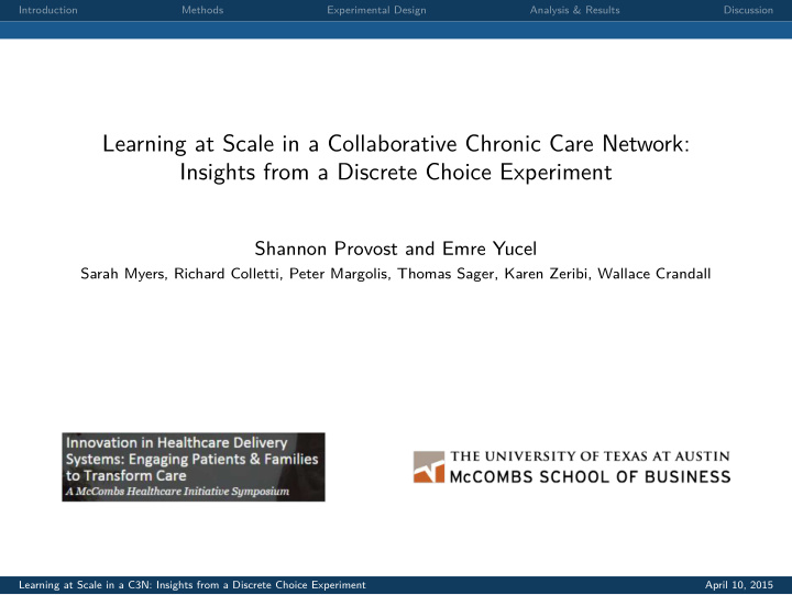 learning at scale in a collaborative chronic care network