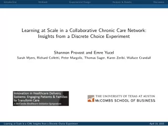 Learning at Scale in a Collaborative Chronic Care Network:  Insights from a Discrete Choice