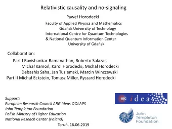 Relativistic causality and no-signaling  Pawe Horodecki  Faculty of Applied Physics and