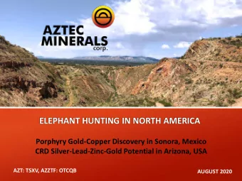 ELEPHANT HUNTING IN NORTH AMERICA  Porphyry Gold-Copper Discovery in Sonora, Mexico  CRD