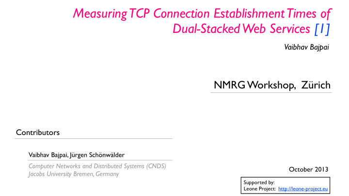 measuring tcp connection establishment times of dual