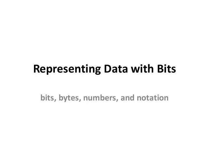 representing data with bits