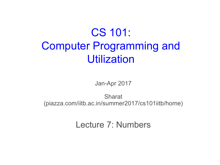 cs 101 computer programming and utilization