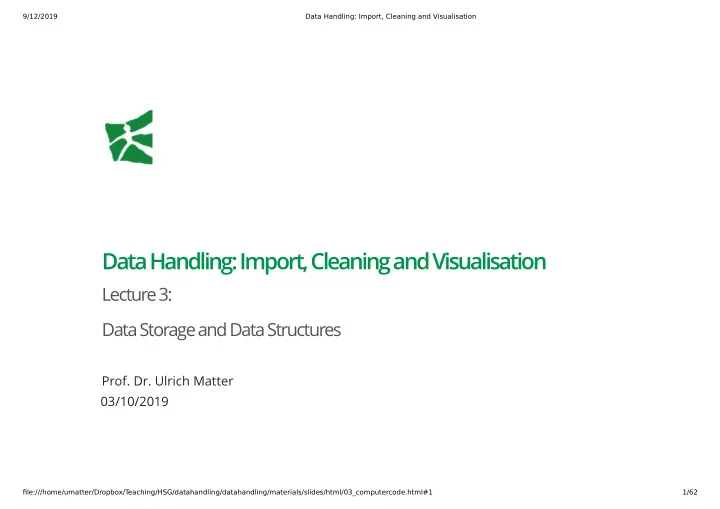 data handling import cleaning and visualisation