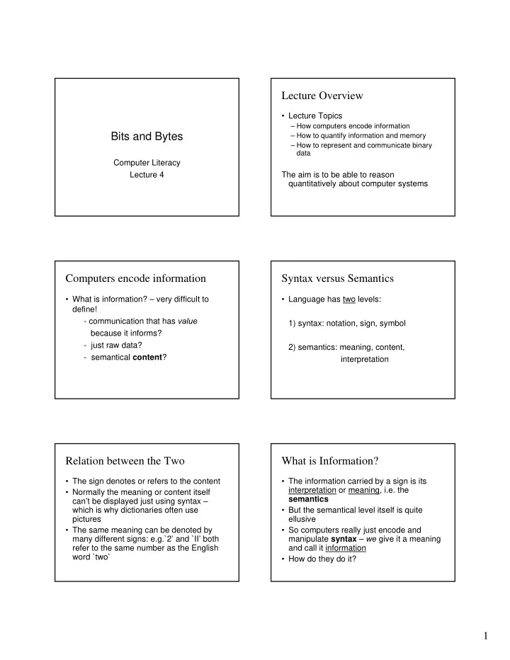 lecture overview