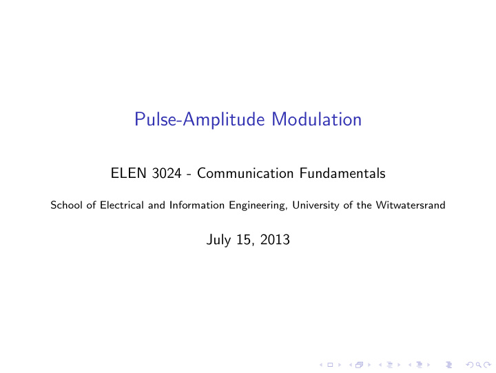 pulse amplitude modulation
