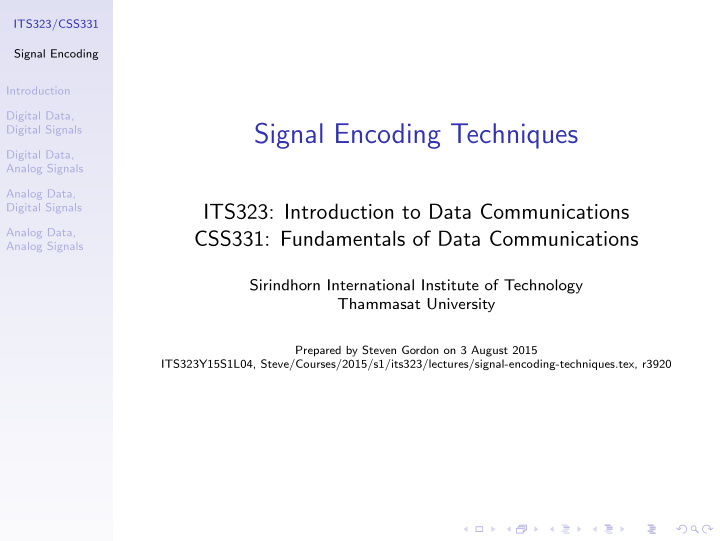 signal encoding techniques