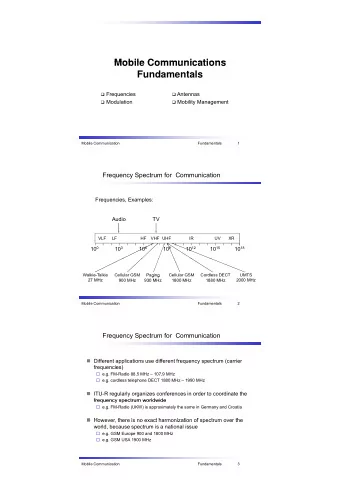 Mobile Communications  Mobile Communications  Fundamentals  Frequencies  Antennas