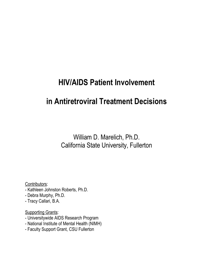 hiv aids patient involvement in antiretroviral treatment