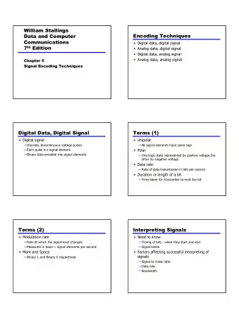 1  Comparison of Encoding  Comparison of Encoding  Schemes (1)  Schemes (2)   Signal Spectrum