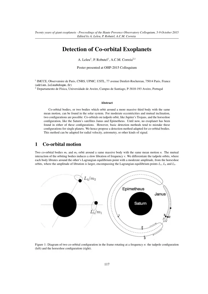 detection of co orbital exoplanets