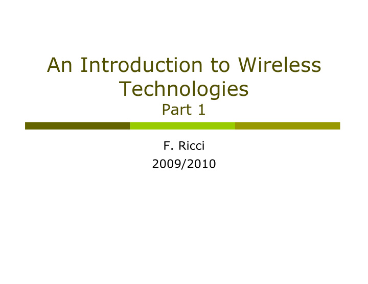 an introduction to wireless technologies