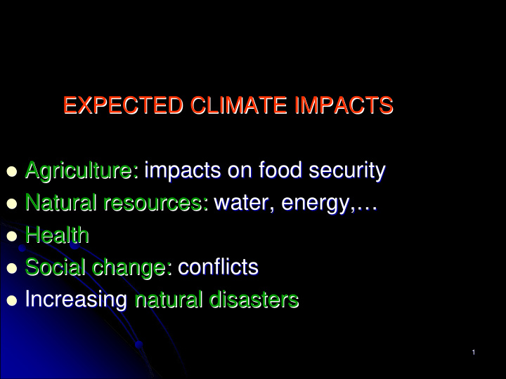 expected climate impacts expected climate impacts