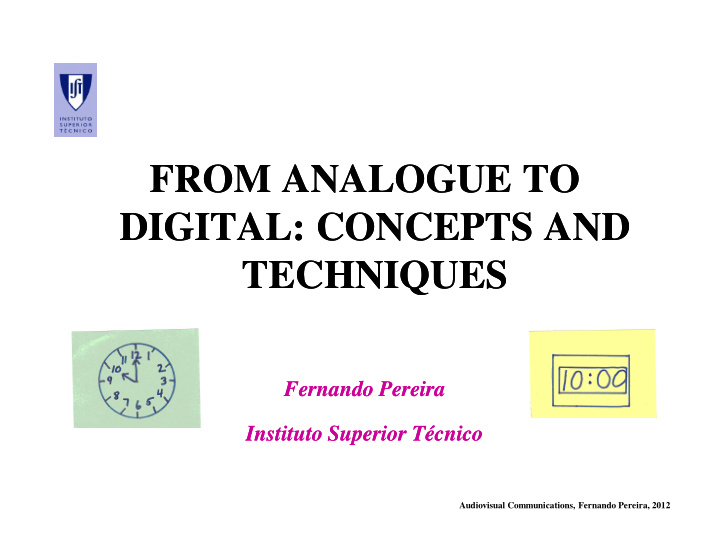 from analogue to from analogue to digital concepts and