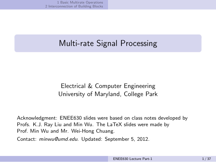 multi rate signal processing