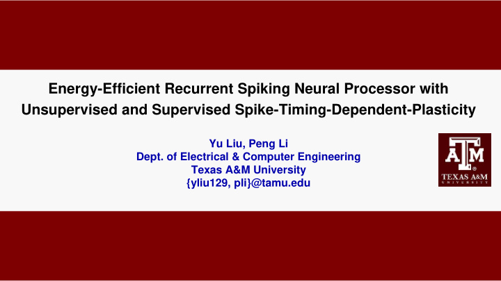 energy efficient recurrent spiking neural processor with
