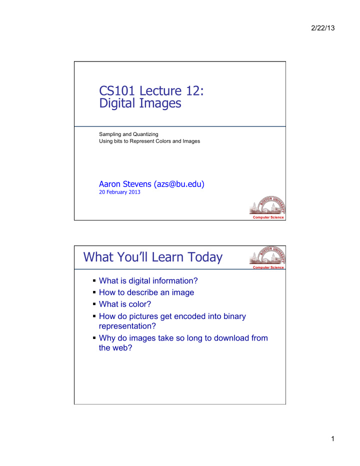 cs101 lecture 12 digital images