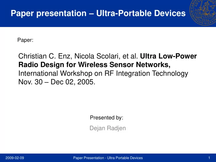 paper presentation ultra portable devices