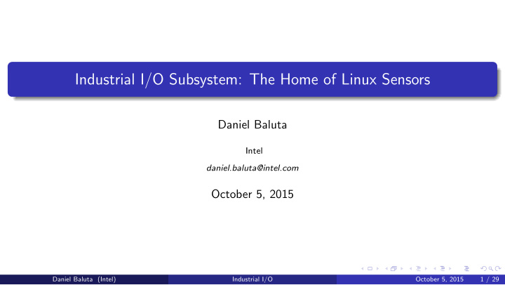 industrial i o subsystem the home of linux sensors