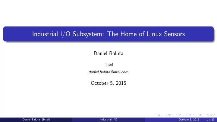 industrial i o subsystem the home of linux sensors