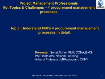 Project Management Professionals Hot Topics &amp; Challenges  4 procurement management