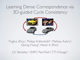 Learning Dense Correspondence via  3D-guided Cycle Consistency Tinghui Zhou 1 , Philipp