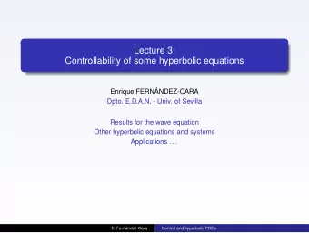Lecture 3:  Controllability of some hyperbolic equations  Enrique FERN   ANDEZ-CARA  Dpto.