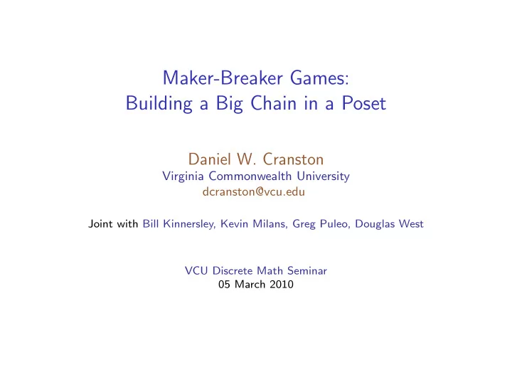 maker breaker games building a big chain in a poset