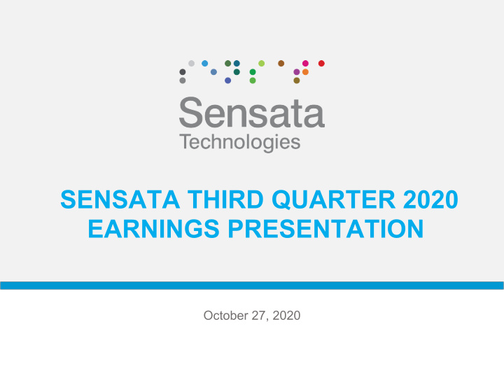 sensata third quarter 2020 earnings presentation