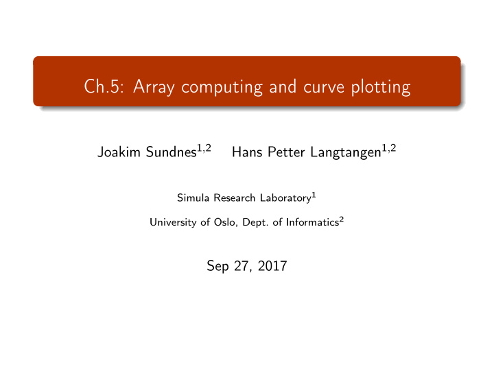 ch 5 array computing and curve plotting