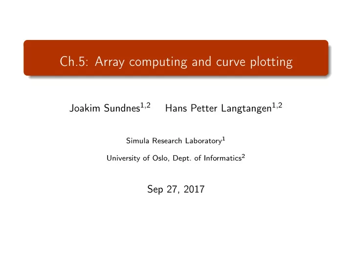 ch 5 array computing and curve plotting